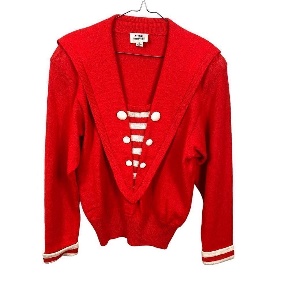 Mike Korwin VTG 80s Red Davidsons Sweater Top Wool Blend Made in U.S.A